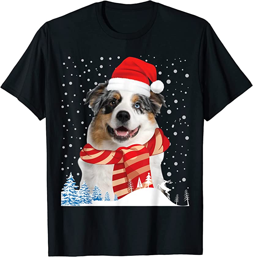 Australian Shepherd Dog Ugly Christmas Sweater Funny Xmas T-Shirt