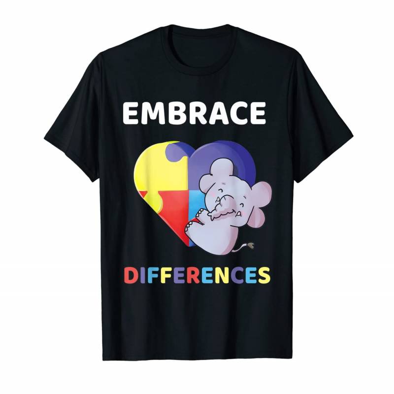 Embrace Differences Autism Awareness Elephant Cute Gift T-shirt