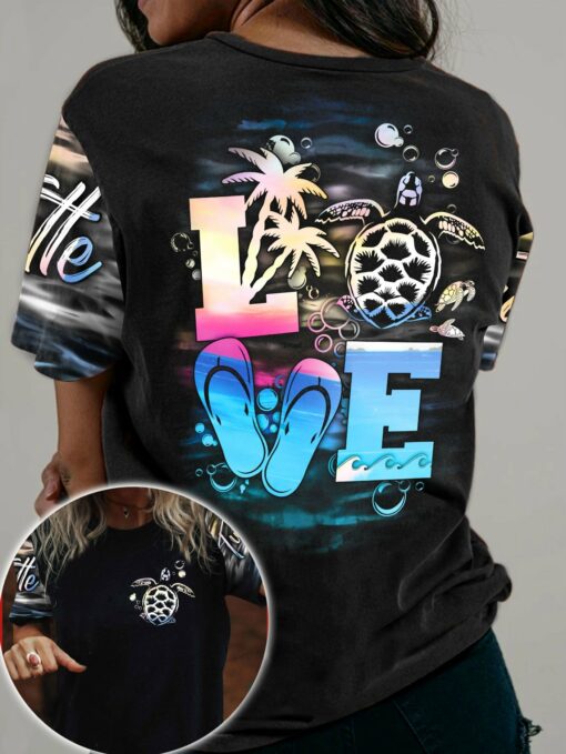 Love Turtle 3D All Over Printed Shirts For Turtle Lovers, Gift For Men And Women Turtle Lover 3D Shirts