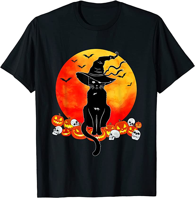 Vintage Black Cat Halloween Costume Cat Lover Kitten Cat T-Shirt