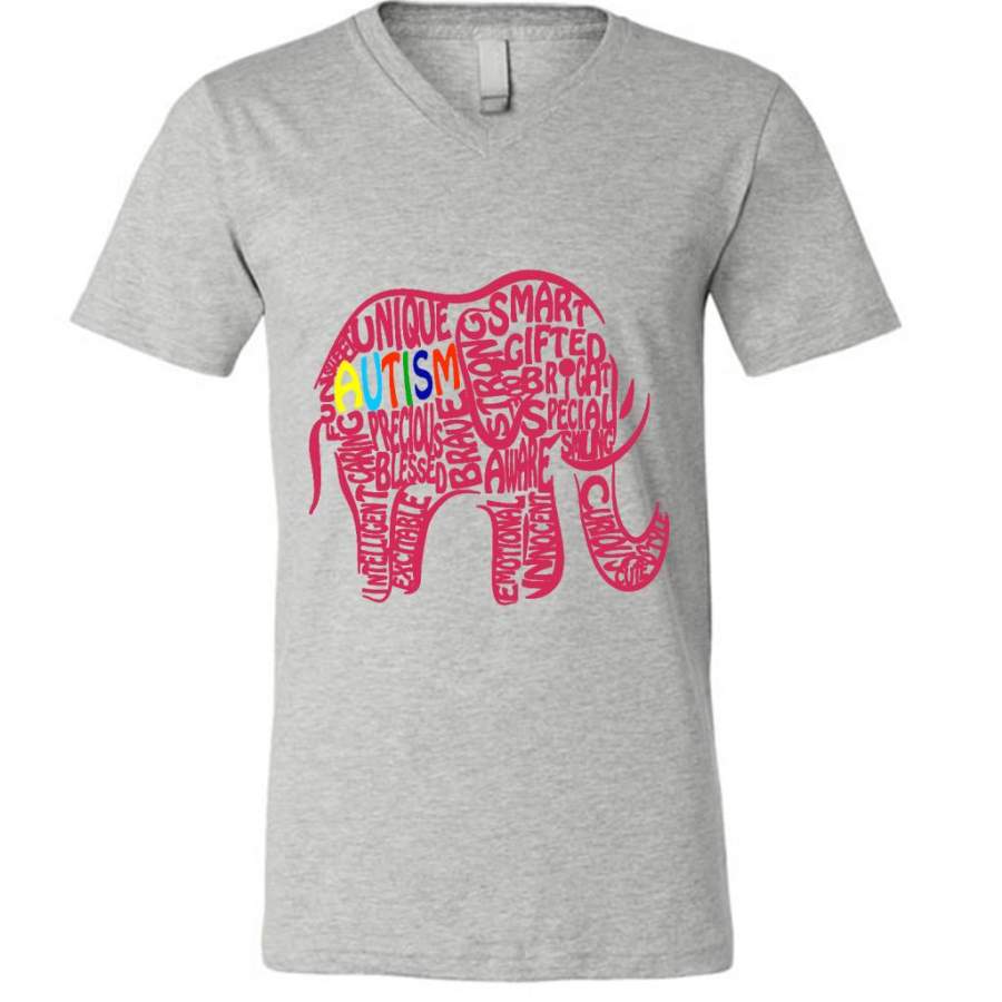 Autism Awareness Elephant 1 – Canvas Unisex V-Neck Shirt