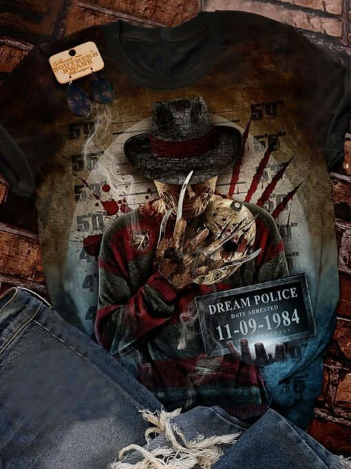 Halloween Scary Dream Police 3D All Over Printed T-Shirt For Men And Women, Happy Halloween Day