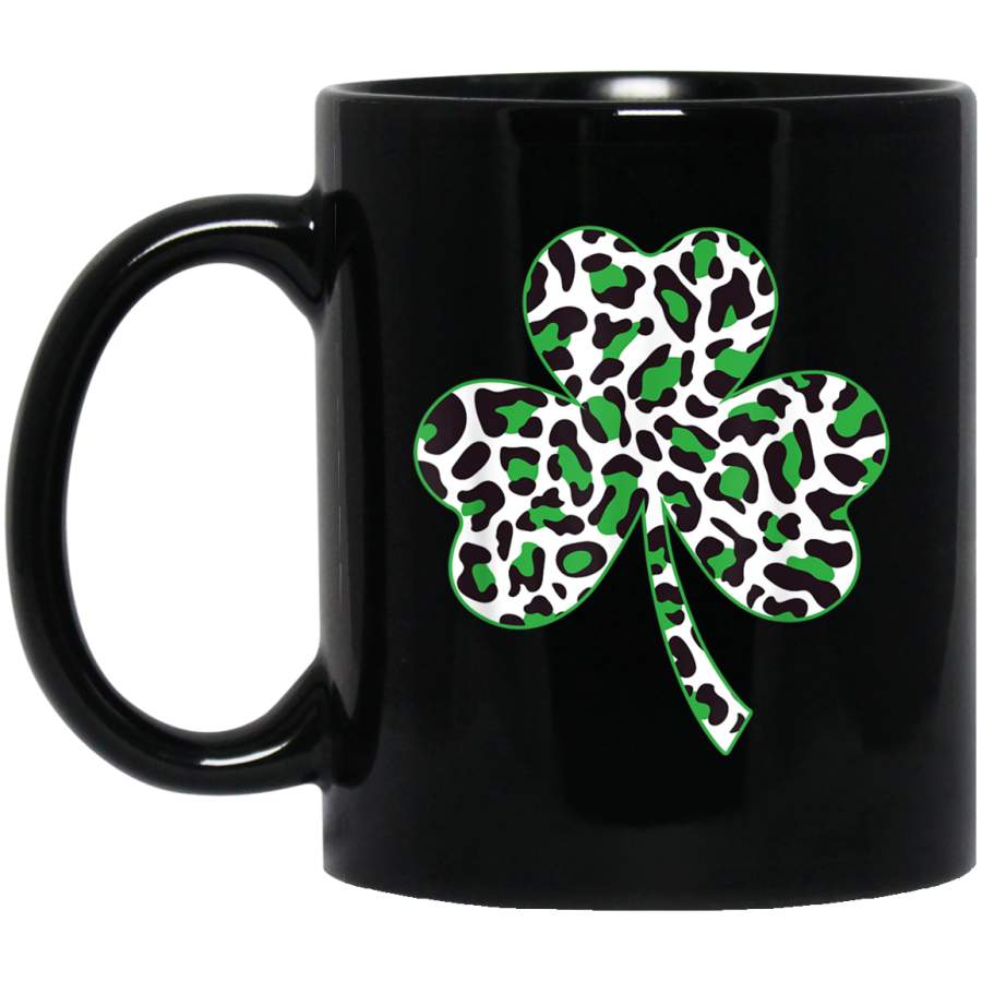 Cute Shamrock Leopard Print St Patricks Day Irish Pattern Mug