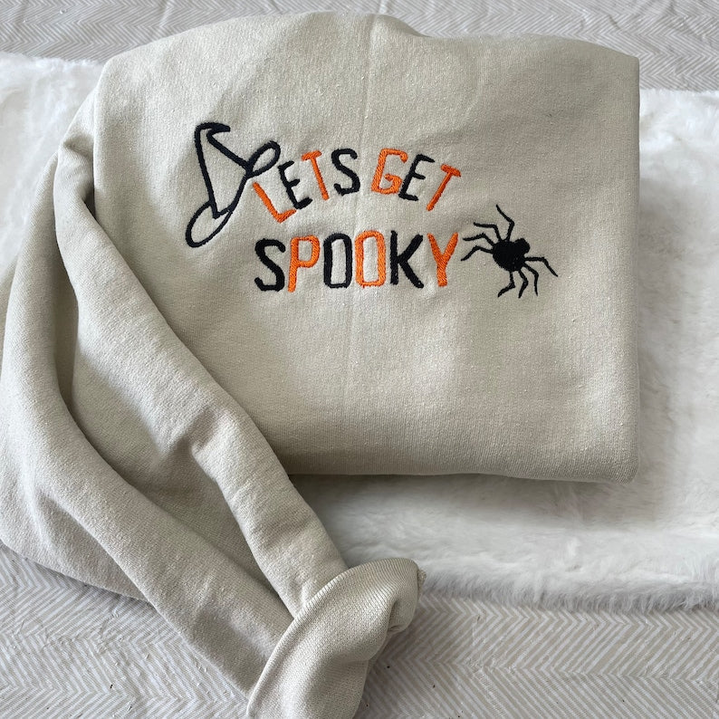 Let’S Get Spooky Embroidered Sweatshirt 2D Crewneck Sweatshirt All Over Print Sweatshirt For Women Sweatshirt For Men Sws3118