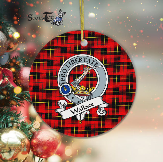 Wallace Scottish Clan Badge Plaid Ornament Gift. Christmas Tree Ornament Wallace Clan Tartan Ornament Great Christmas Ornaments Gift