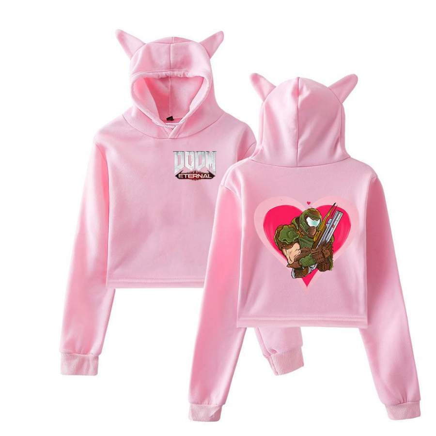 Doom Eternal Pop Hoodie for Girl Bunny Ear Hoodie Game Party Hoodie Ideal Present