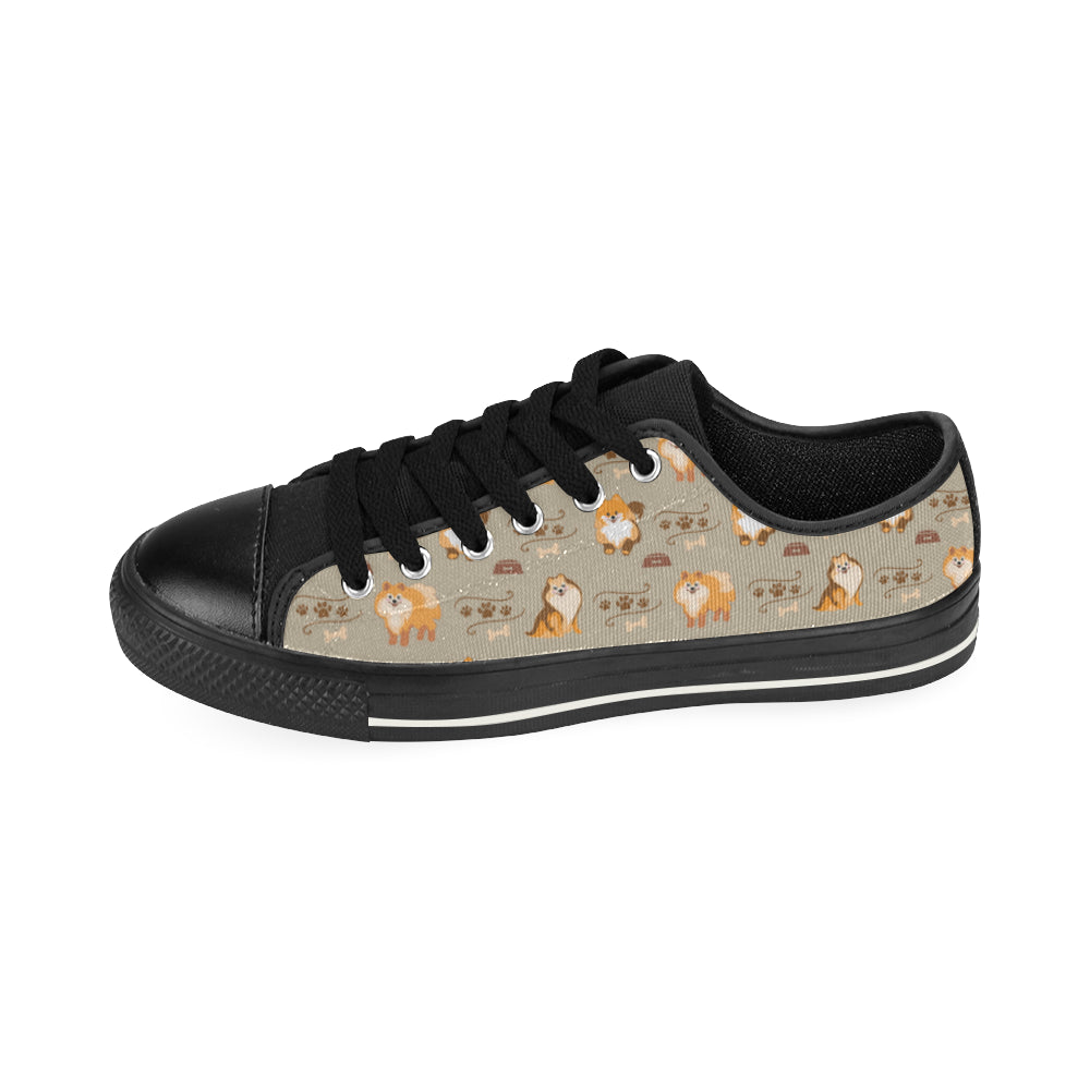 Pomeranian Pattern Black Canvas Women’s Shoes/Large Size