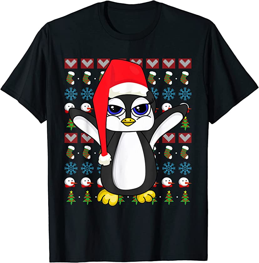 Merry Xmas Cute Zoo Animal Lover Ugly Christmas Penguin T-Shirt