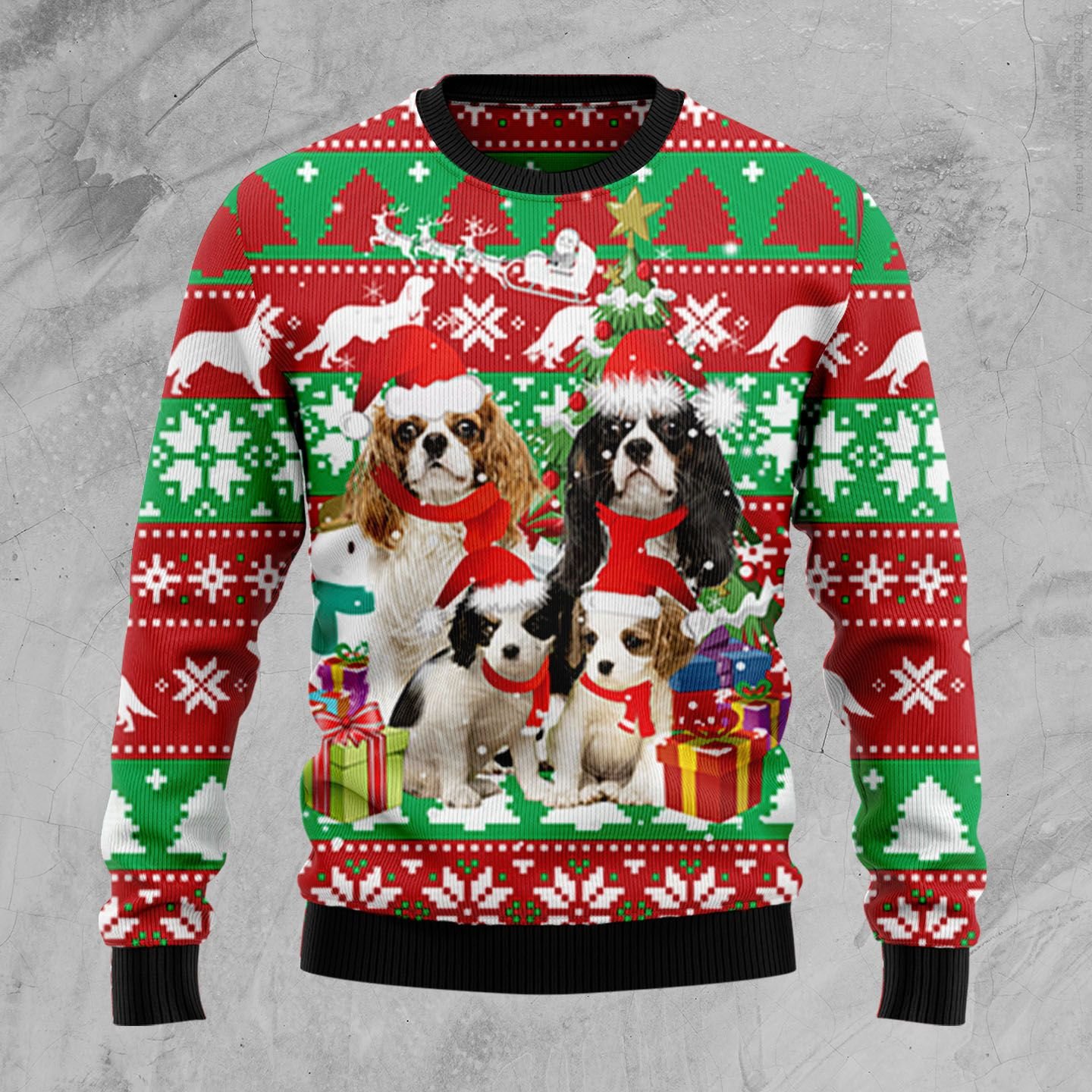 Cavalier King Charles Spaniel Family Ugly Christmas Sweater | For Men & Women | Adult | Us5829