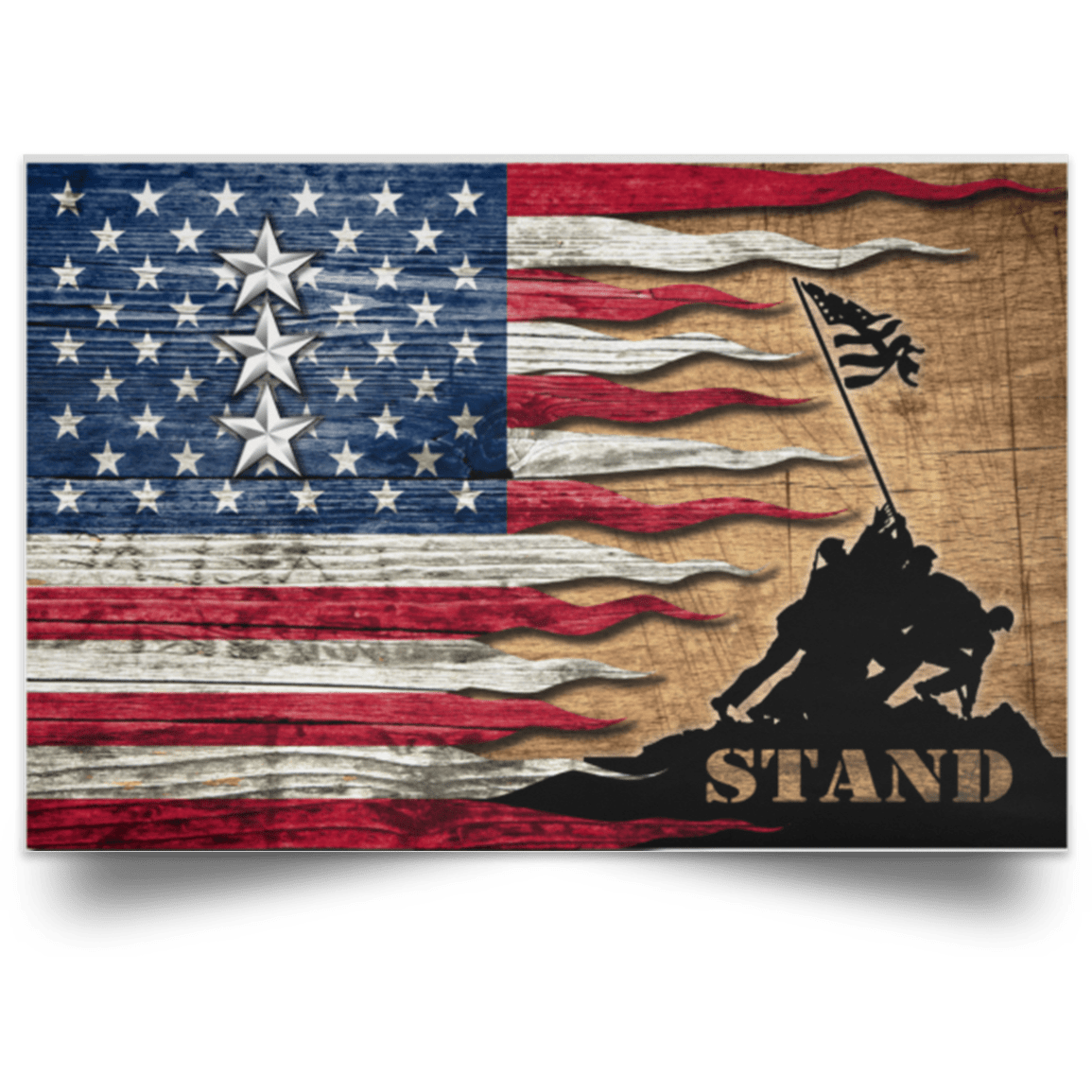 US Army O-9 Lieutenant General O9 LTG General Officer Stand For The Flag Satin Landscape Poster