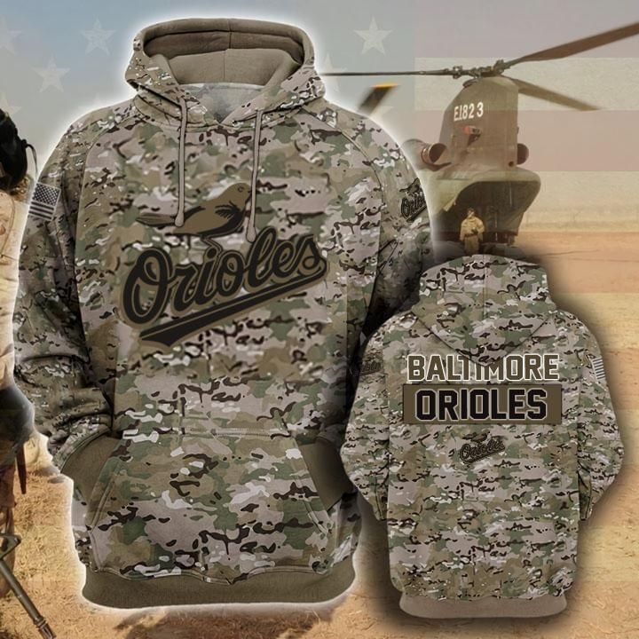 Baltimore Orioles Camouflage Veteran 3D Hoodie