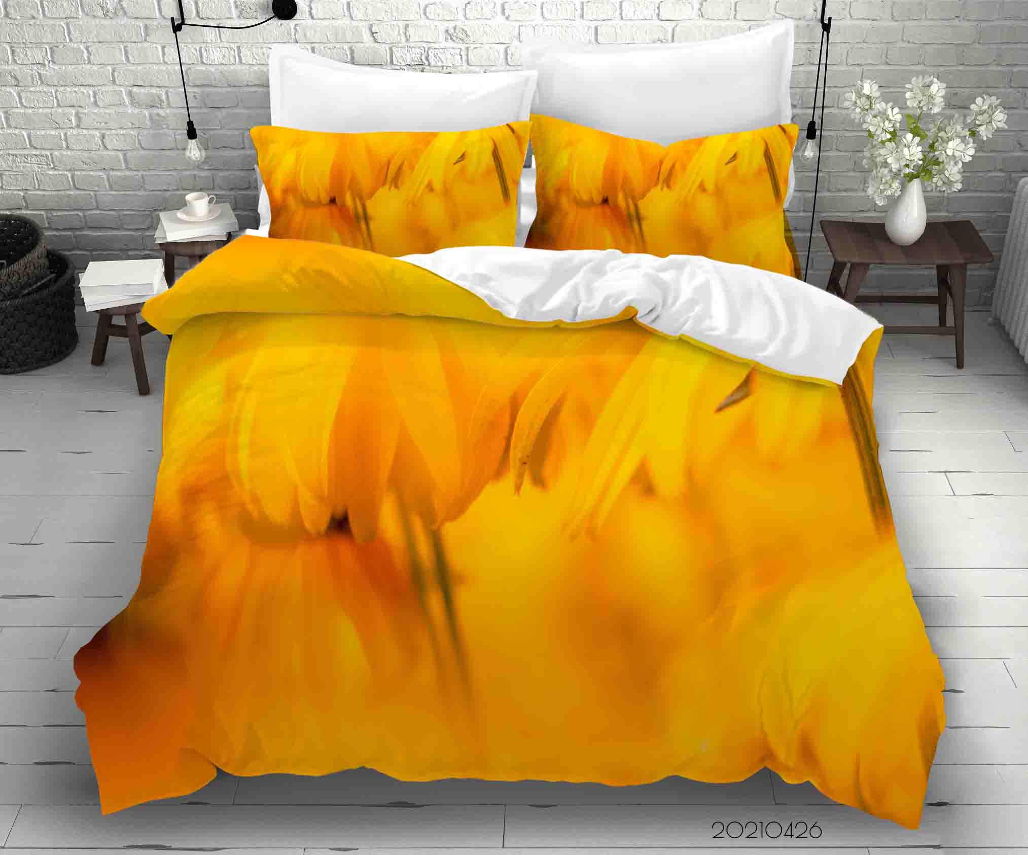 3D Yellow Animal Feather Quilt Cover Set Bedding Set Duvet Cover Pillowcases 298