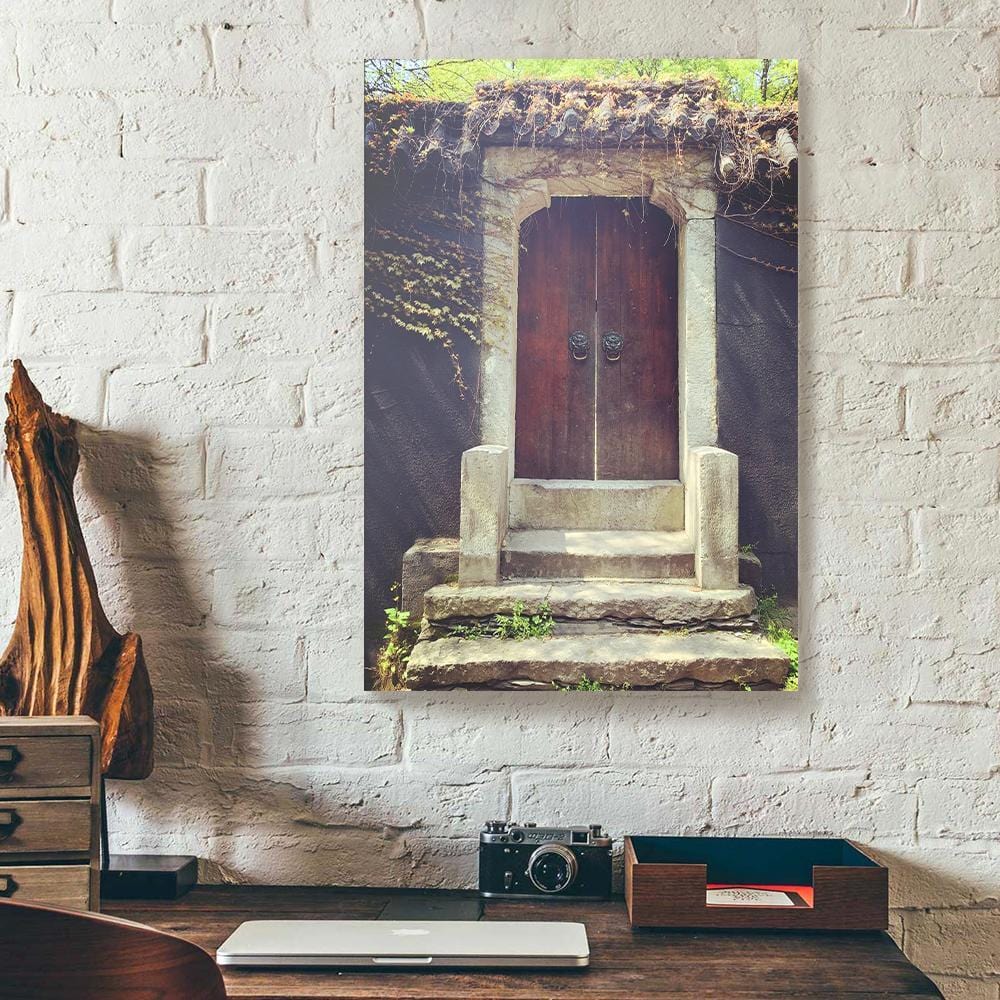 Canvas Painting Old Door Vintage Vines Wood Frame Home Canvas Wall Art Home Decoration