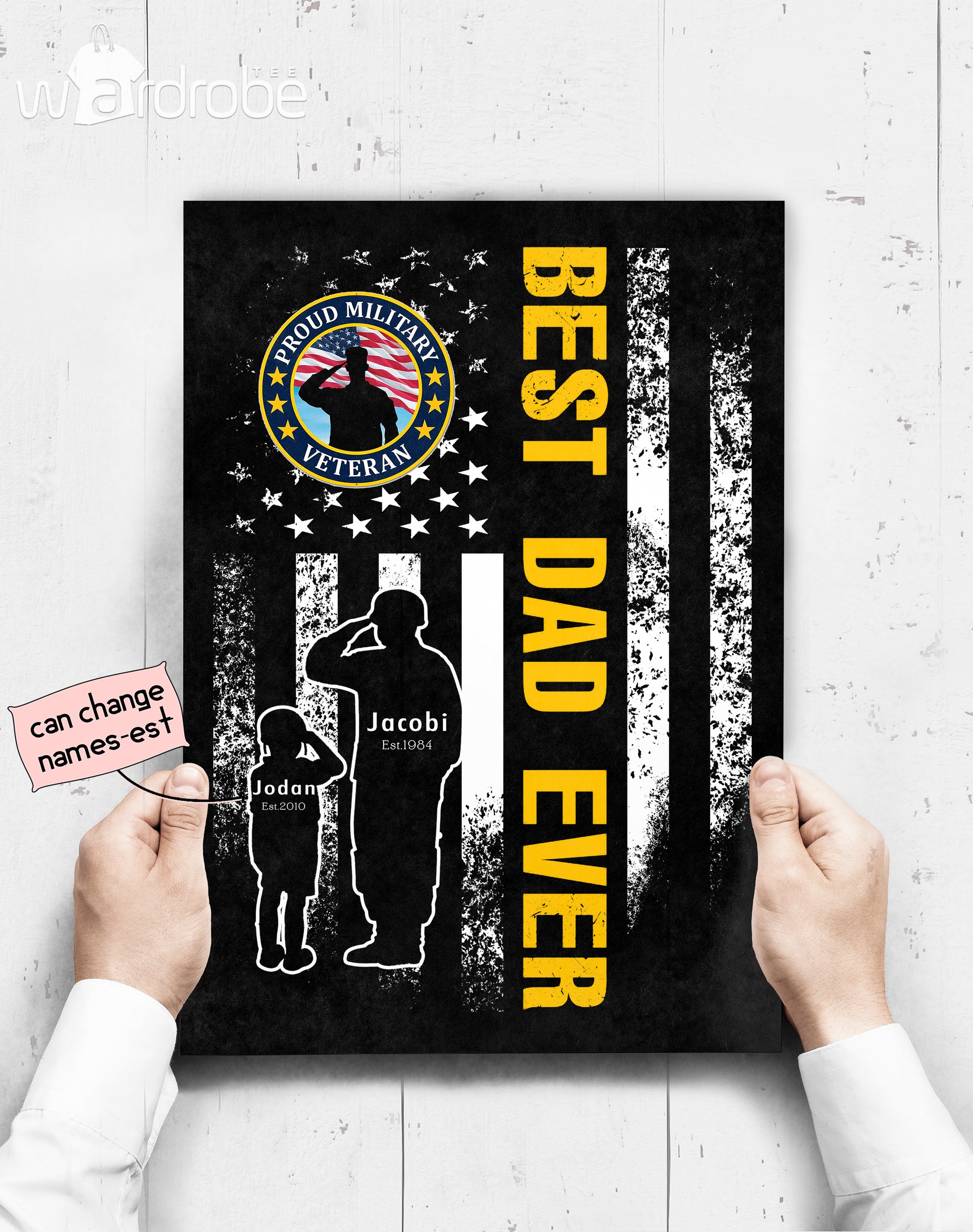 Personalized Father’s Day Gift Custom Poster Prints Wall Art Dad And Son Proud Military Veteran 1