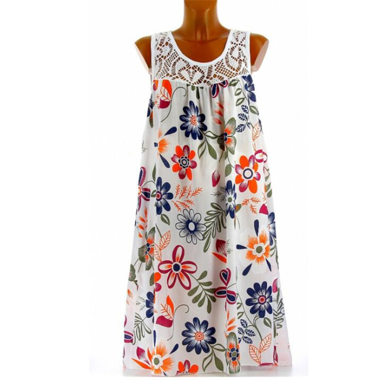 2022 Women Summer Dress Boho Style Floral Print Beach Dress Tunic Sundress Loose Mini Party Dress Vestidos alx