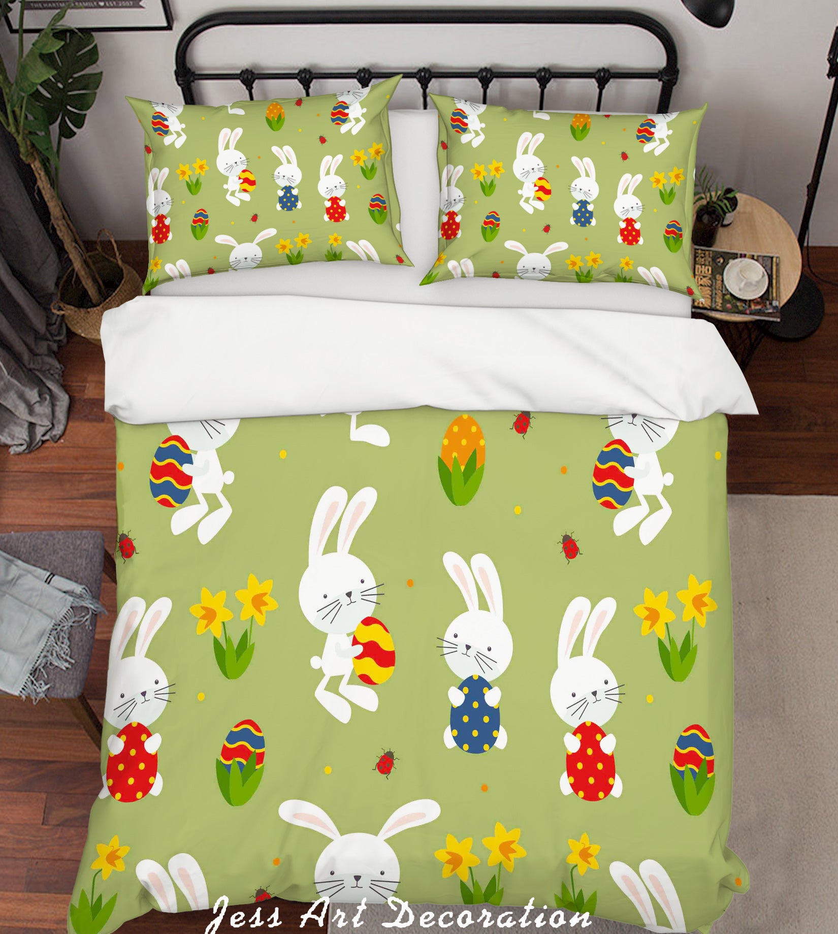 3D Green Rabbit Quilt Cover Set Bedding Set Pillowcases 51