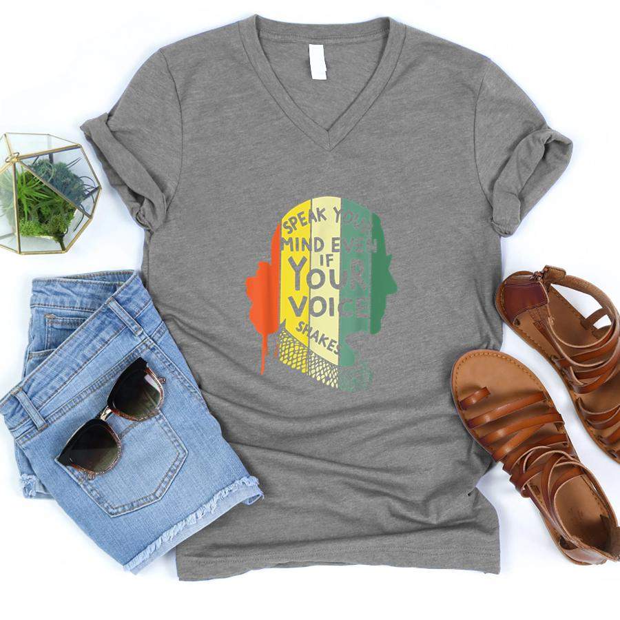 Speak Your Mind Even If Your Voice Shakes Quotes Feminist  V-Neck