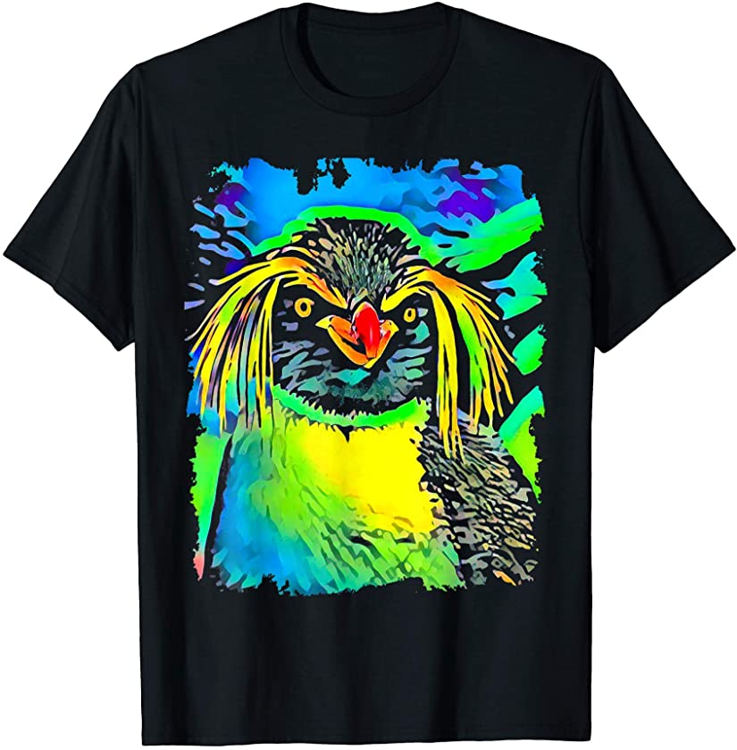 Funny Rockhopper Penguin With Eyebrows Pop Art T-Shirt