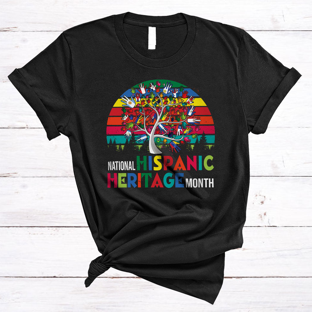 Vintage Retro National Hispanic Heritage Month Cool Country Flag Hand Tree Lover Gifts T-Shirt