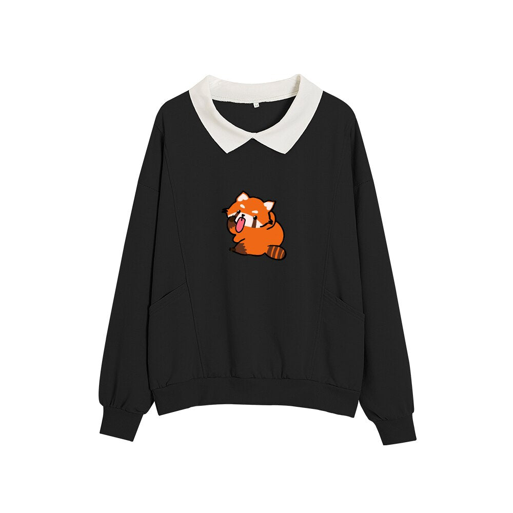 Silly Mooncake The Red Panda Oversize Collared Thin Sweaters