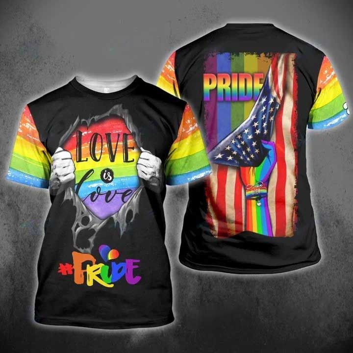 Love Pride 3D T Shirt, Lgbt Tear Off Pride Love Is Love 3D All Over Printed Shirt, Gift For Lesbian