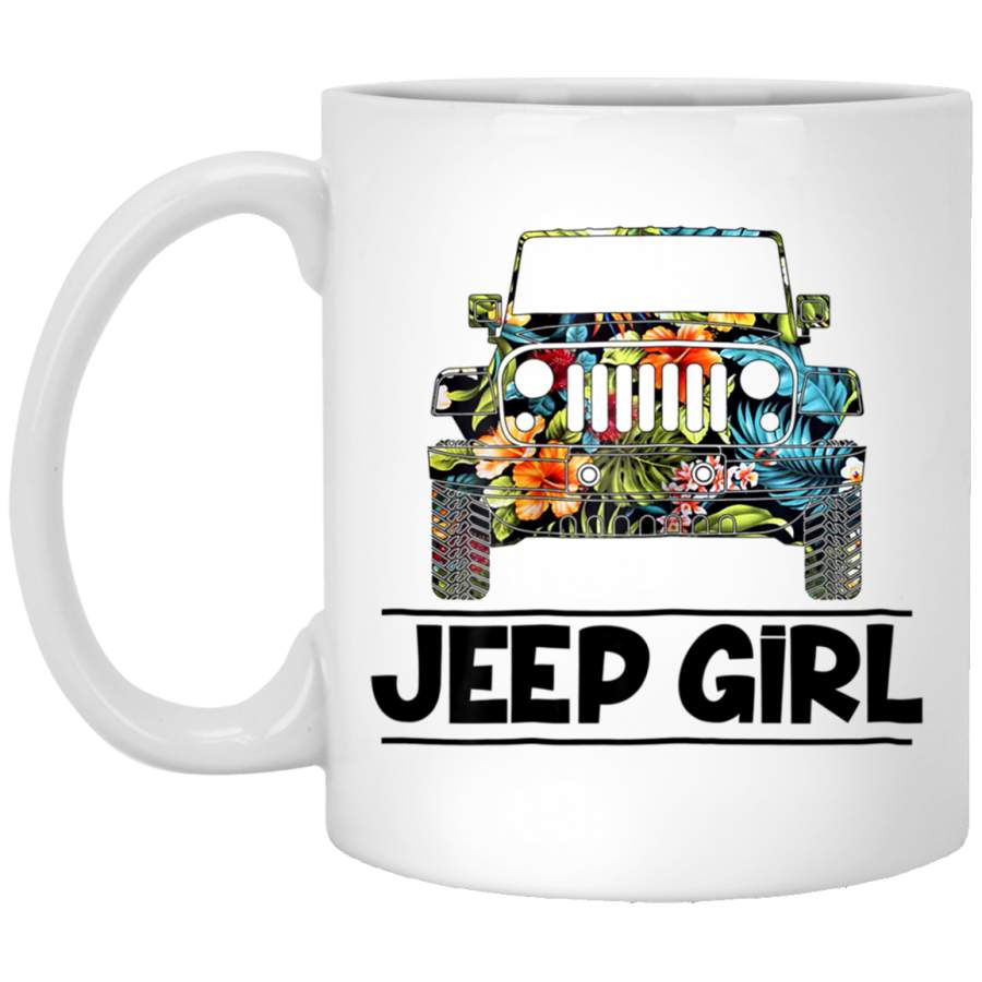 Vintage Flower Jeep Girl 11oz  Mug