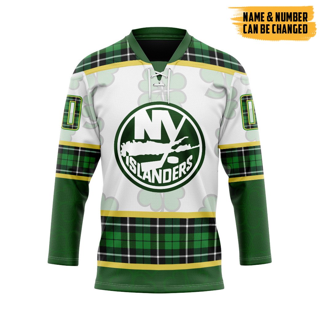 Gearhumans 3D New York Islanders St Patrick Day Custom Name Custom Number Hockey Jersey