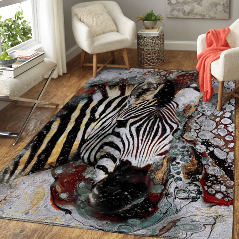 Zebra Watercolor Animals – Animals Area Rug Carpet