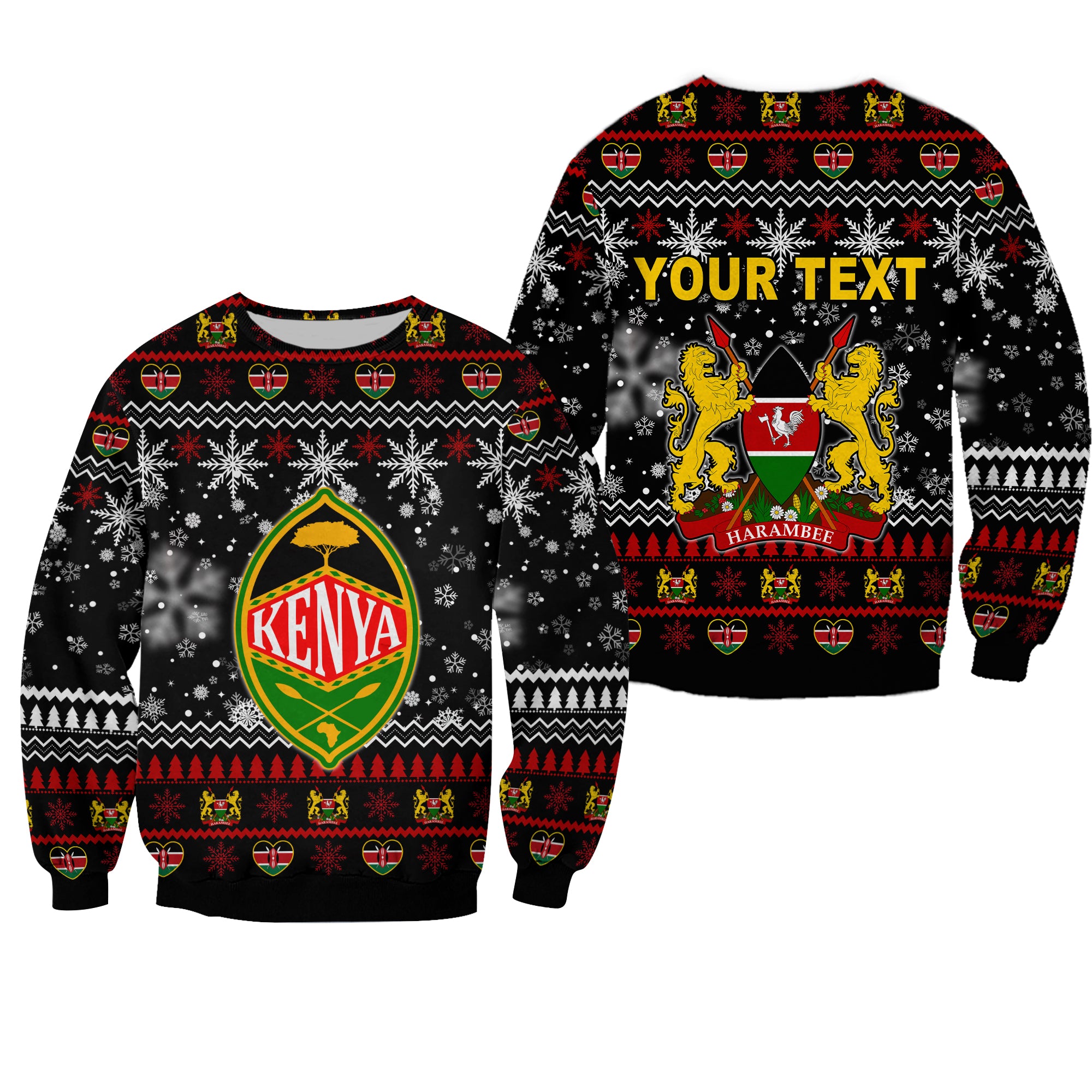 (Custom Personalised) Kenya Christmas Sweatshirt Shield Mix African Pattern Lt13