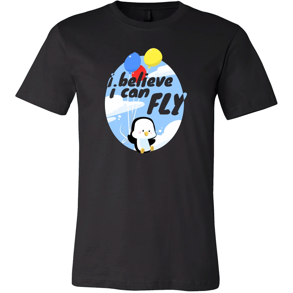 I Believe I Can Fly Funny Penguin Balloon T-Shirt