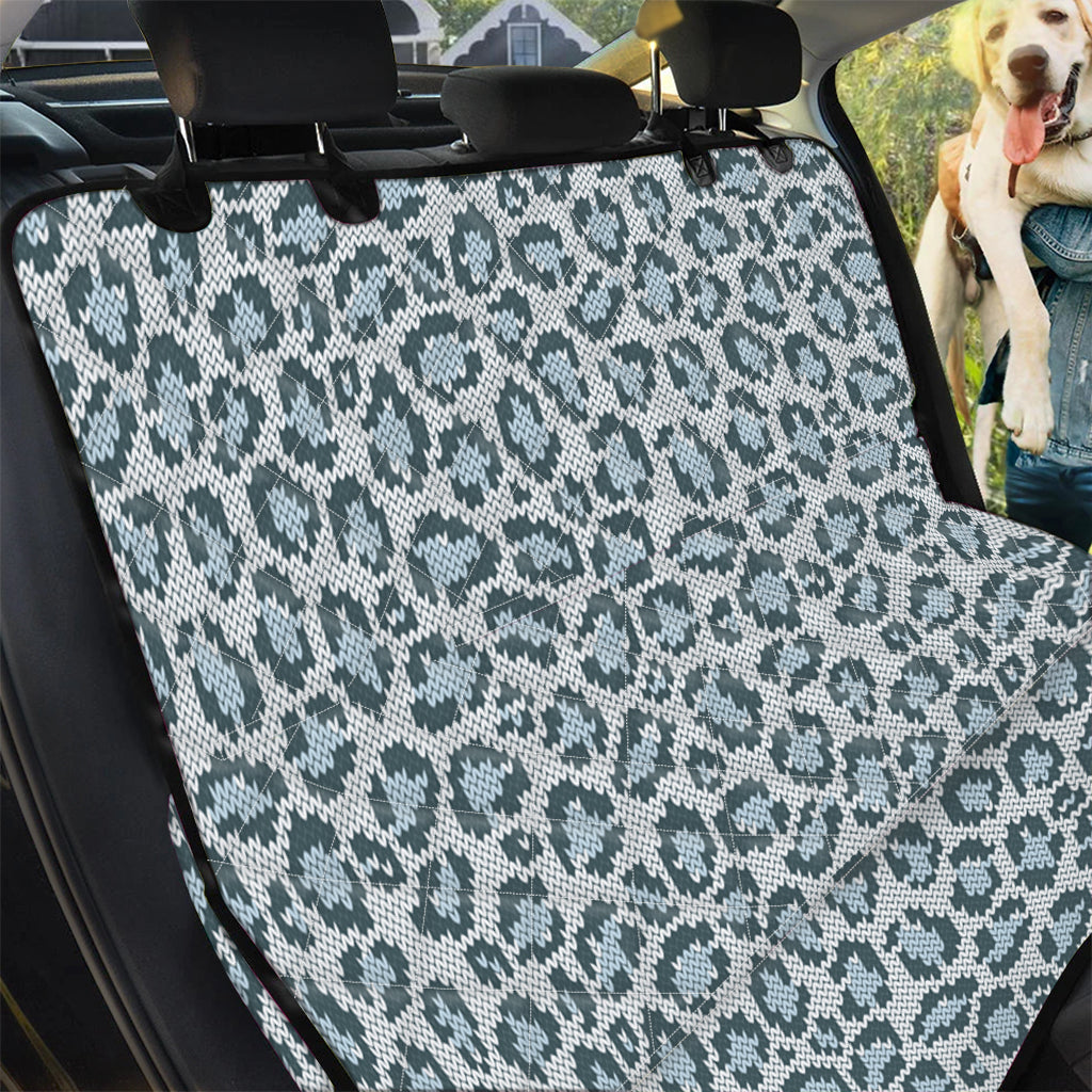 Snow Leopard Knitted Pattern Print Pet Car Back Seat Cover