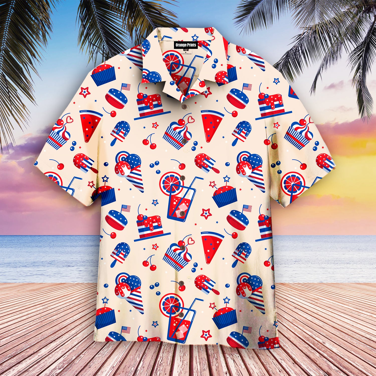 4Th Of July Ice Cream And Cakes Hawaiian Shirt  | For Men & Women |  Wt6332