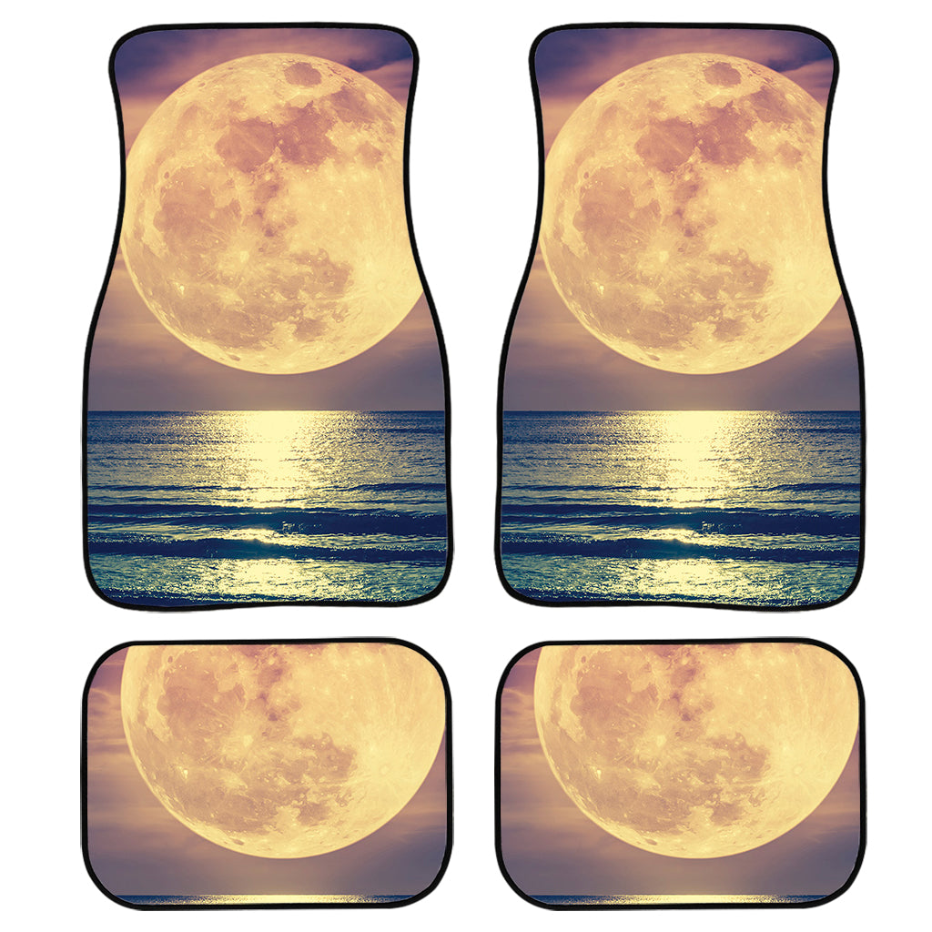 Moon Beach Print Front And Back Car Floor Mats, Front Car Mat