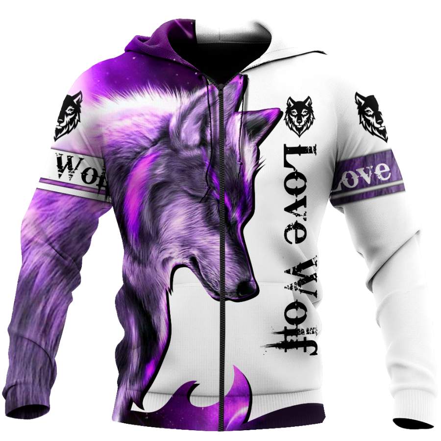 Purple Wolf 3D All Over Printed Hoodie Shirt by SUN QB05282005