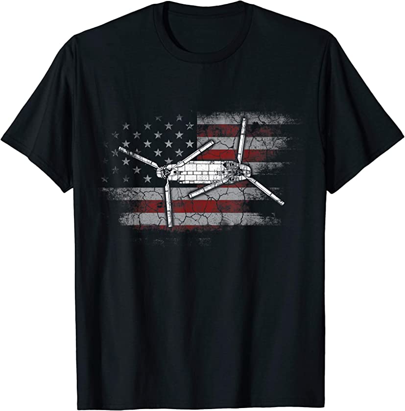 CH-47 Chinook Military Helicopter Vintage Flag Pilot Tshirt T-Shirt