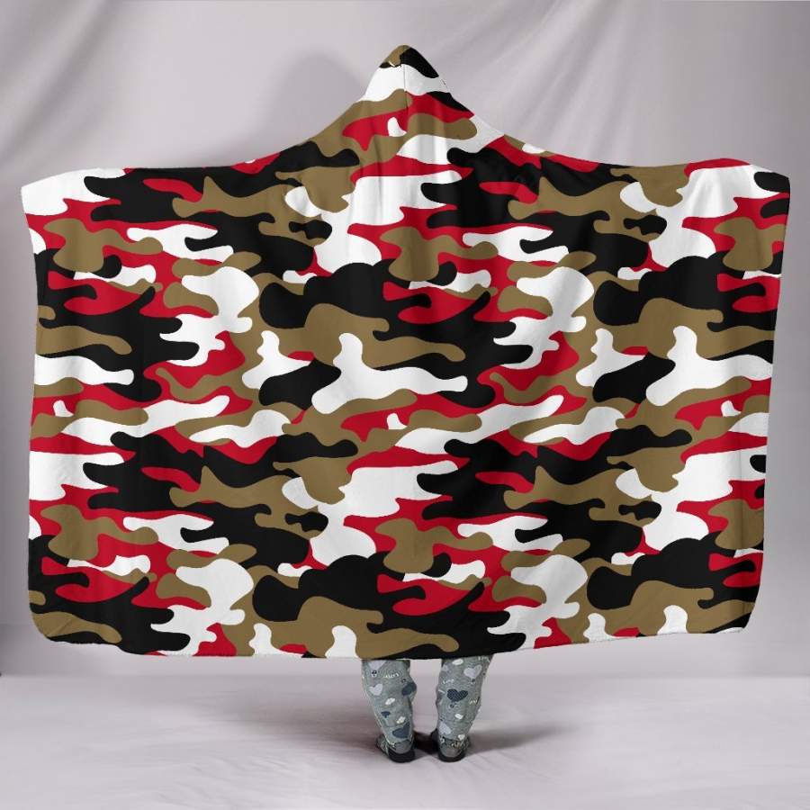 San Francisco 49ers,Forty Niners Inspired Hoodie Blanket Camo Snuggie Wrap Blanket Throw Gift Pro Football