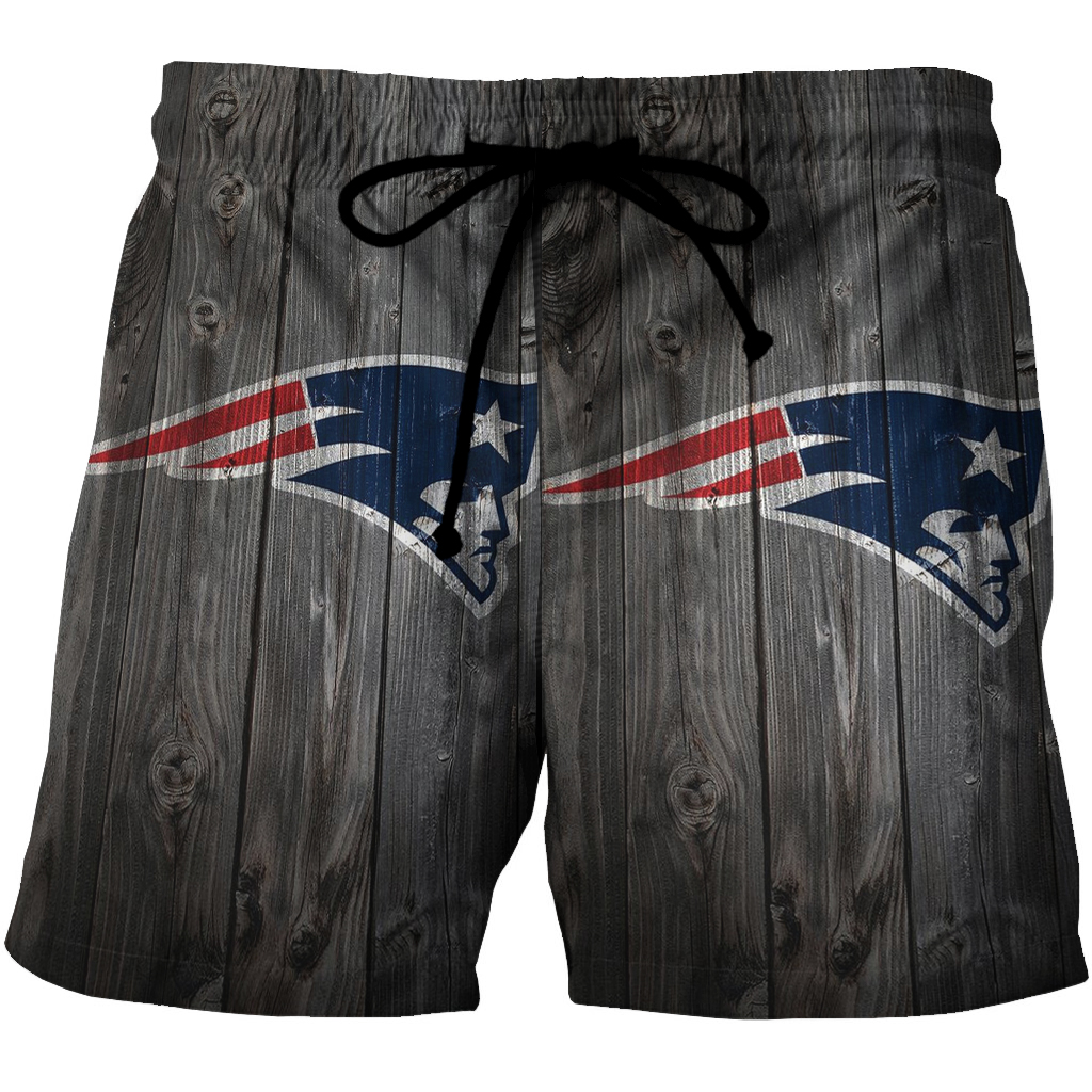 New England Patriots Wood Background 3D All Over Print Summer Beach Hawaiian Short