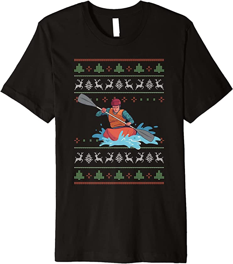 Ugly Christmas Kayak Kayaking Canoeing Santa Claus New Year Premium T-Shirt