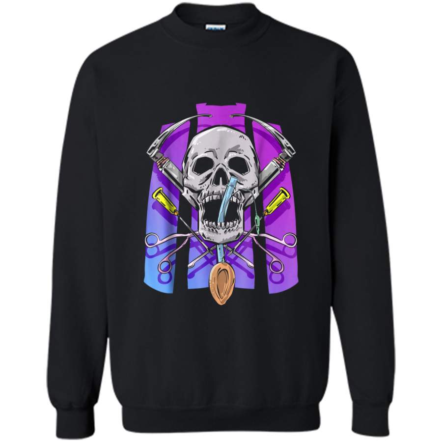 Anesthesia Halloween or Dia De Los Muertos Medical  Printed Crewneck Pullover Sweatshirt