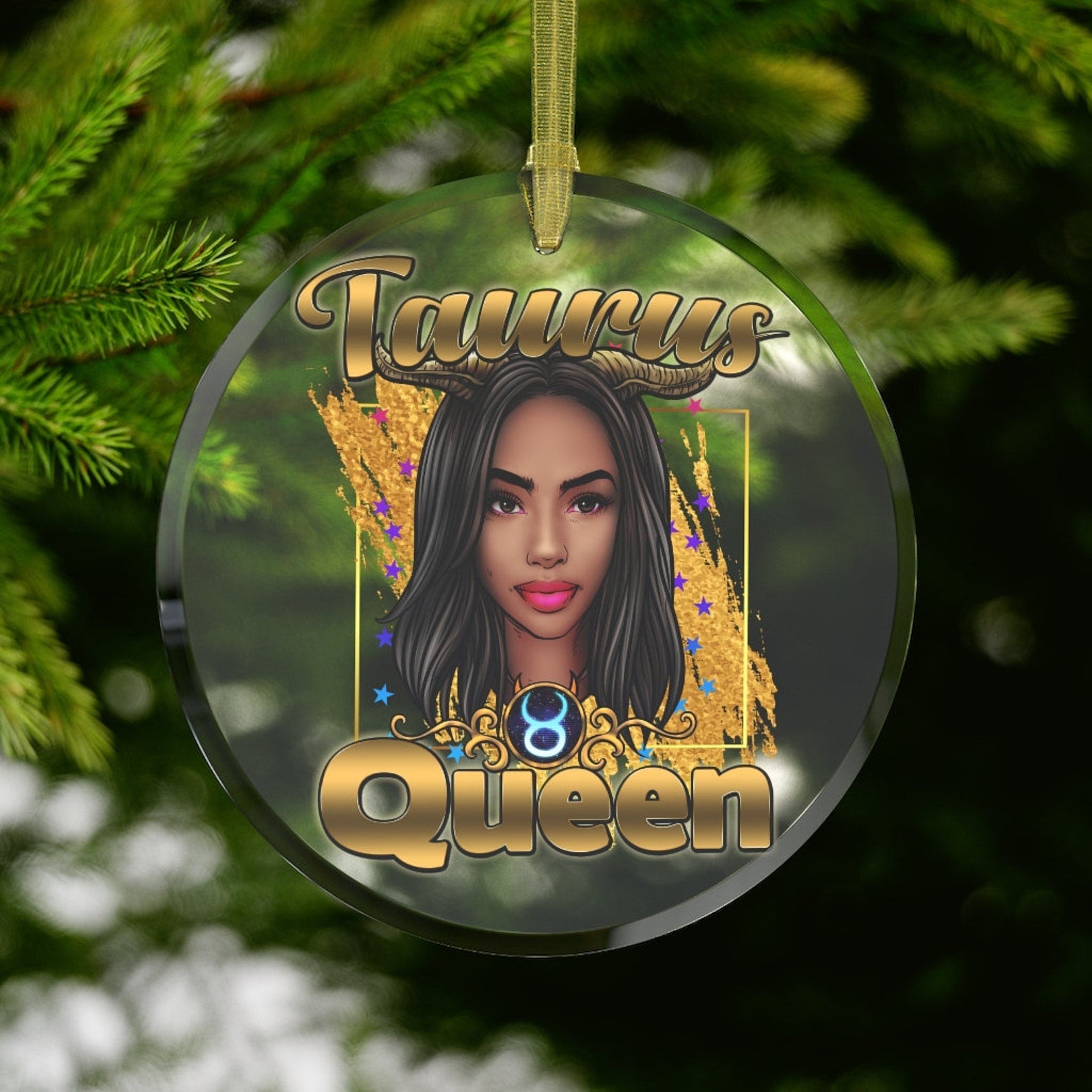 Taurus Black Girl Black Woman Taurus Queen Black Queen Taurus Zodiac Gifts Christmas Ornament