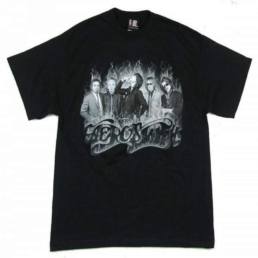 Aerosmith Smoking Band Pic Image T Shirt Merch Giant Vintage