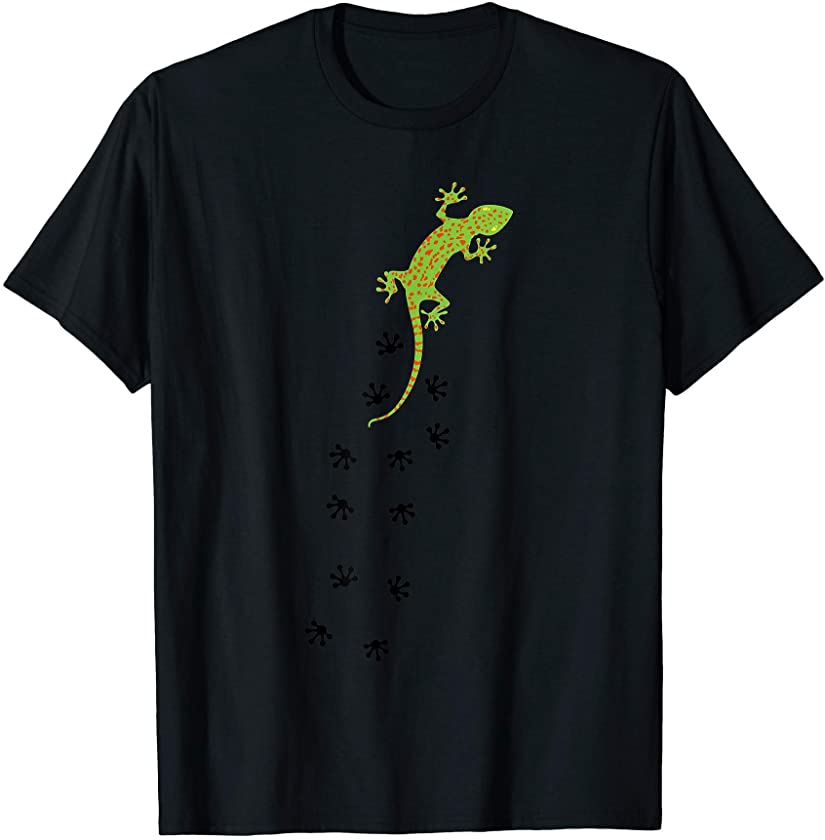 Crested Leopard Gecko Retro Graphic Lizard Tracks Reptiles T-Shirt