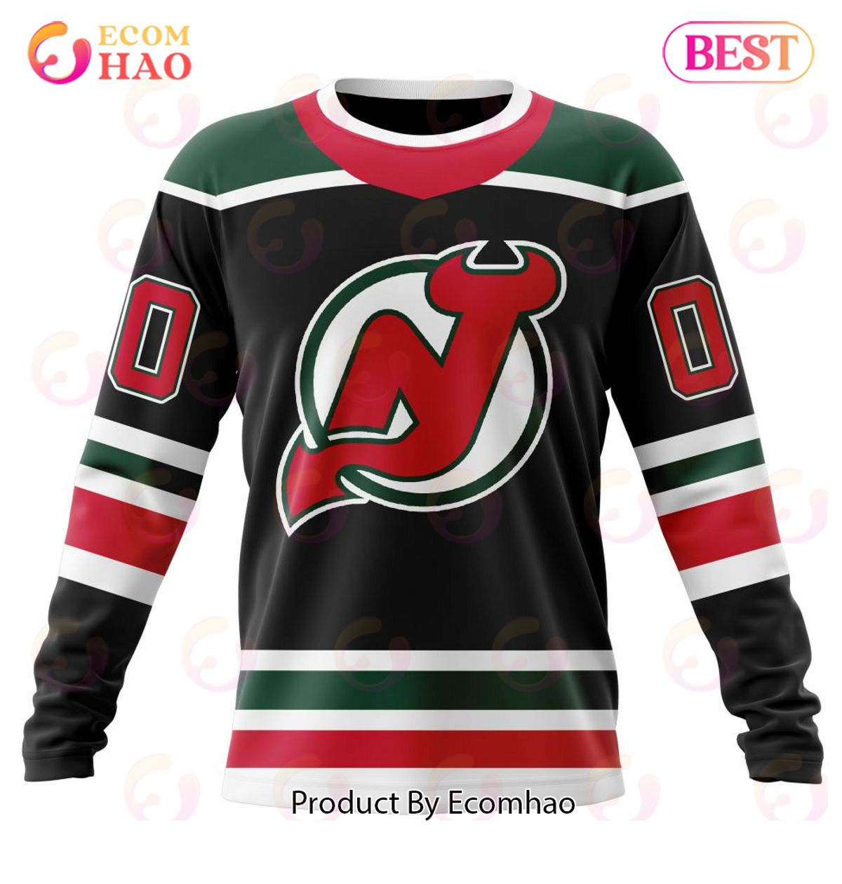 New Jersey Devils Custom Name Number Kits Retro Concepts Gift For Fan Ugly Wool Sweater Christmas