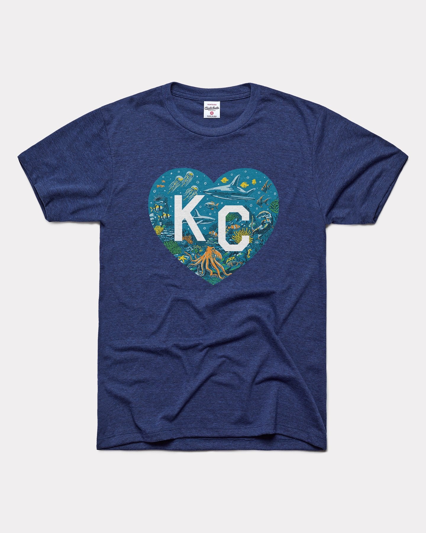 Kansas City Zoo Aquarium Kc Heart Heather Navy T-Shirt