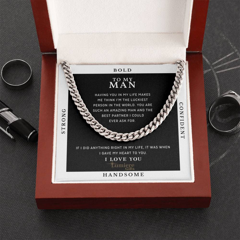 To My Man Best Partner Ever Cuban Link Chain Necklace