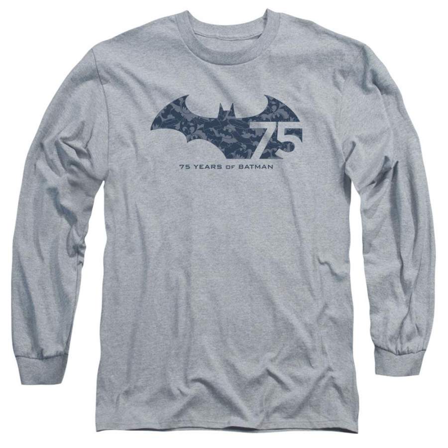 Batman 75 Year Collage Men’s 18/1 Cotton Long-Sleeve T-Shirt