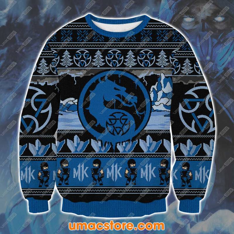 Sub Zero Mortal Kombat 3D Print Ugly Christmas Sweatshirt