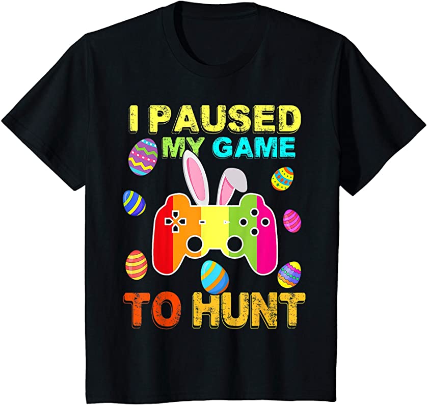 Kids I Paused My Game To Hunt Easter Bunny Gamer Kids Youth T-Shirt