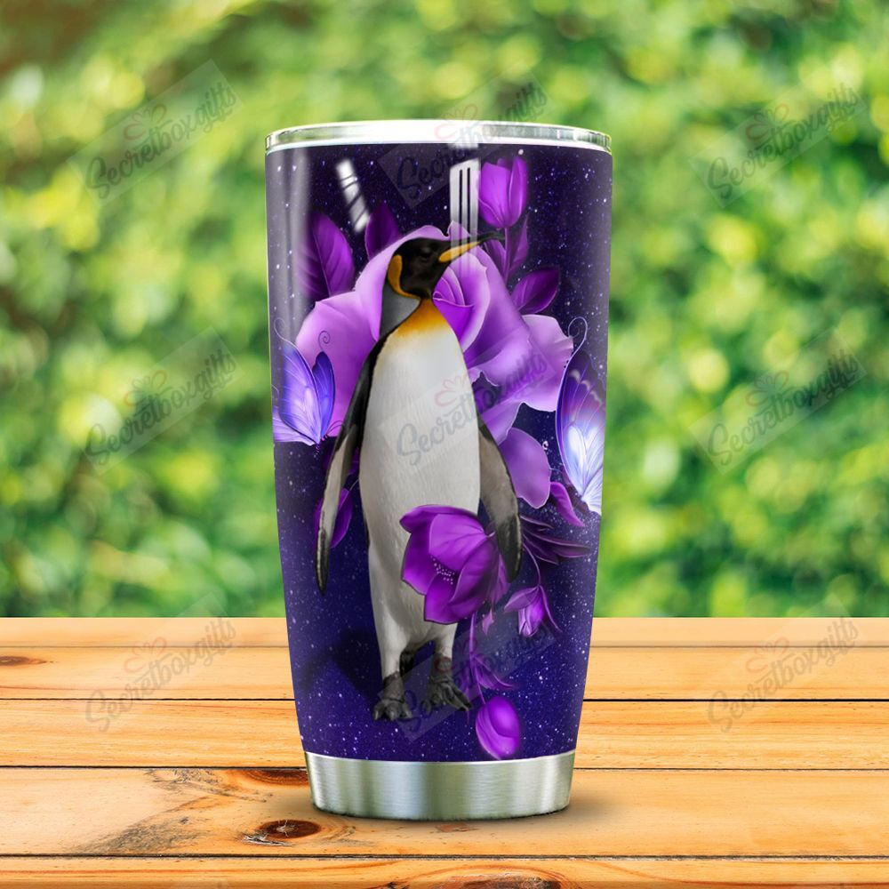 Penguin Purple Flower Dt2412061P Stainless Steel Tumbler Travel Customize Name, Text, Number, Image