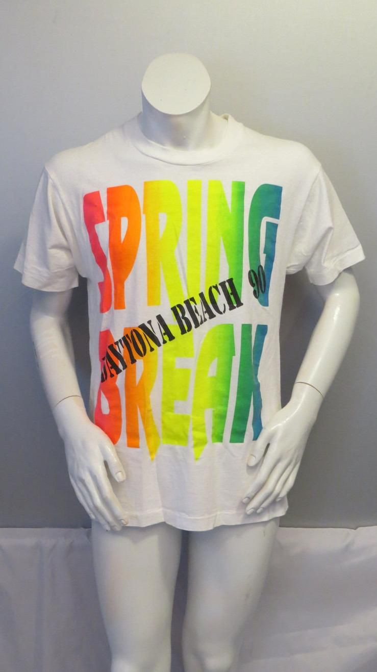 Vintage Spring Break 1990 Daytona Beach Neon Graphic Shirt